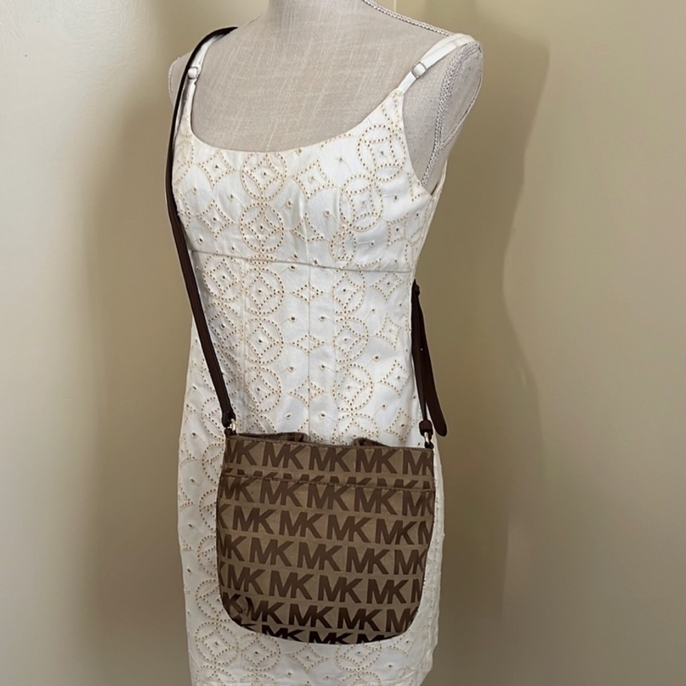 Michael Kors Mk Monogram Canvas Tassel Bucket Cro… - image 2